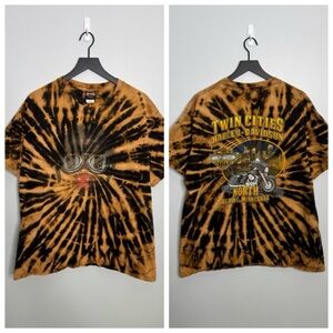 Vintage Harley Davidson Motorcycle Biker T Shirt Bleach Tie Dye